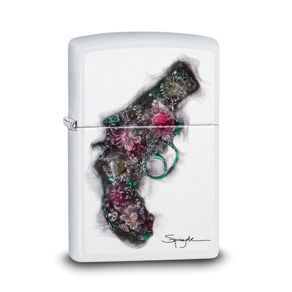 Zippo Spazuk White Matte Floral Pistol Lighter