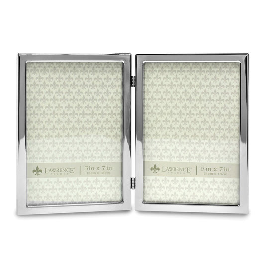 Occasion Gallery 5x7 Hinged Double Silver-tone Standard Metal Photo Picture Frame