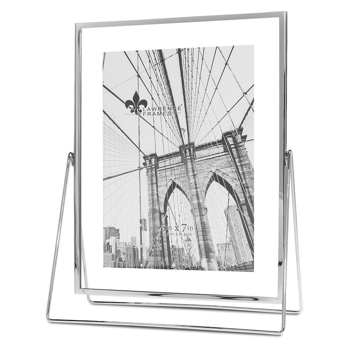 Occasion Gallery 5x7 Harland Silver-tone Metal Float Photo Picture Frame with Metal Stand