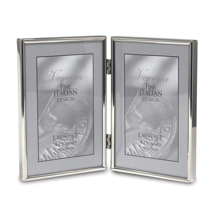 Occasion Gallery 4x6 Hinged Double Simply Silver-tone Metal Photo Picture Frame