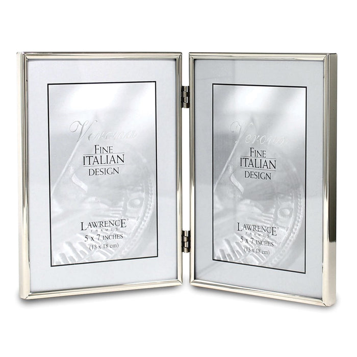 Occasion Gallery 5x7 Hinged Double Simply Silver-tone Metal Photo Picture Frame