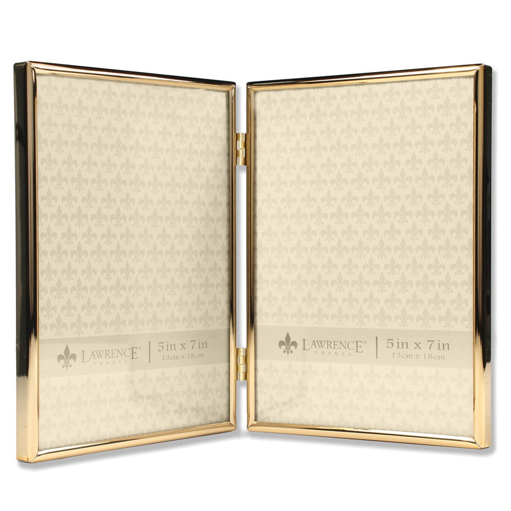 Occasion Gallery 5x7 Hinged Double Simply Gold-tone Metal Photo Picture Frame