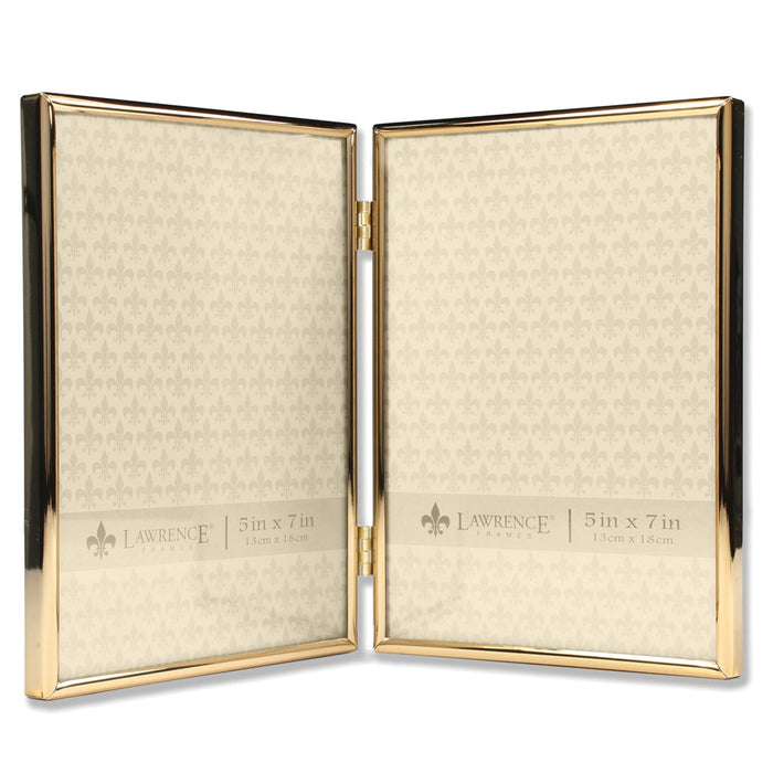 Occasion Gallery 5x7 Hinged Double Simply Gold-tone Metal Photo Picture Frame