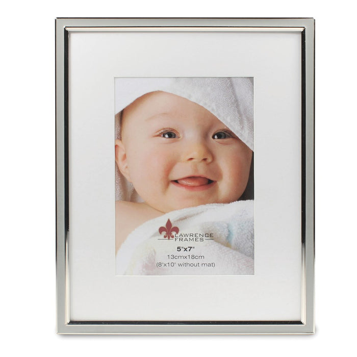 Occasion Gallery 5x7 Matted Gray Enamel and Silver-tone Metal Photo Picture Frame - 8x10 with o Mat