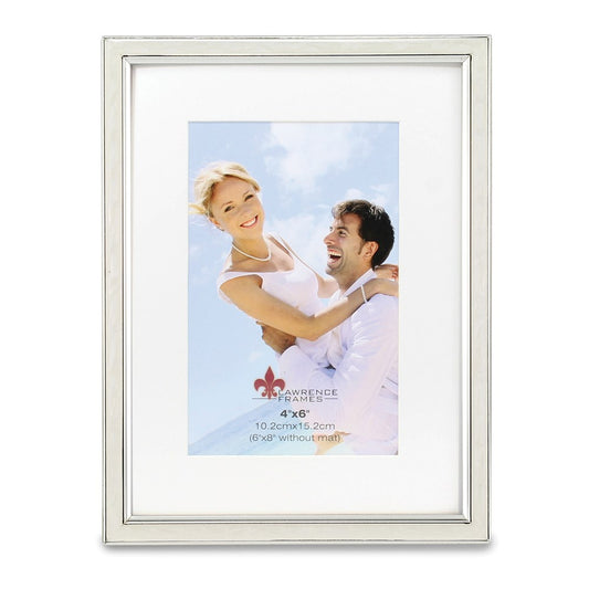 Occasion Gallery 4x6 Matted Ivory Enamel and Silver-tone Metal Photo Picture Frame - 6x8 with o Mat