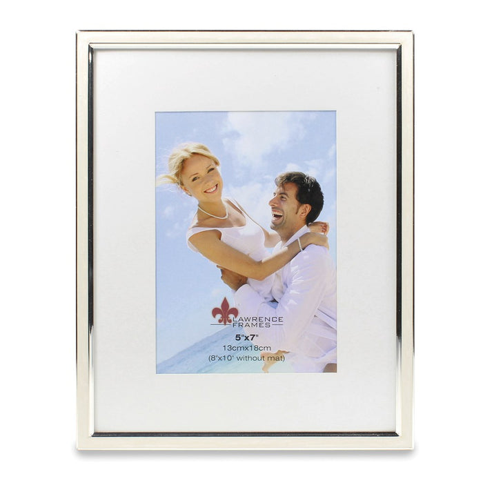 Occasion Gallery 5x7 Matted Ivory Enamel and Silver-tone Metal Photo Picture Frame - 8x10 with o Mat