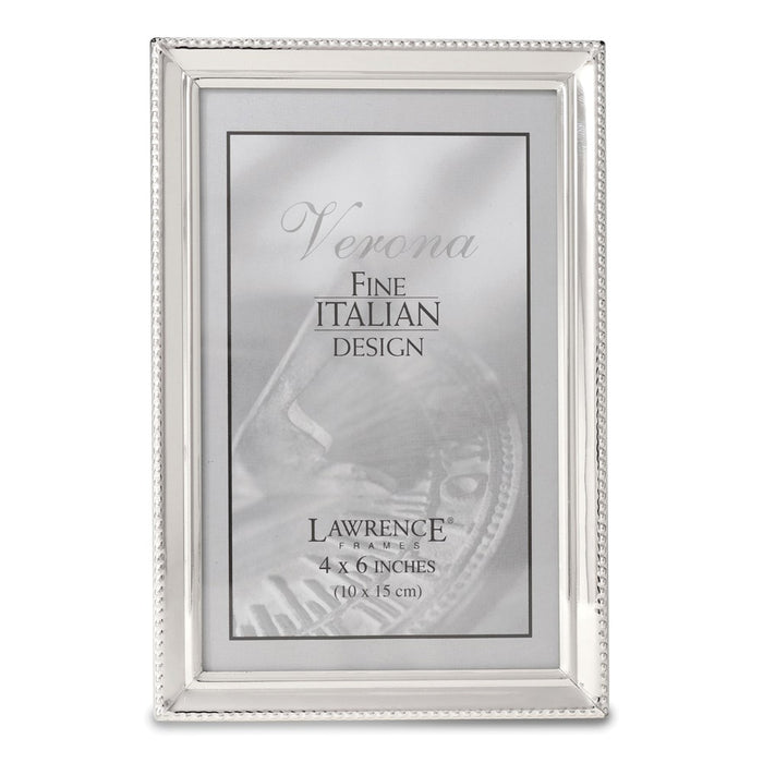 Occasion Gallery  Polished Silver-plated 4x6 Photo Picture Frame - Bead Border Design