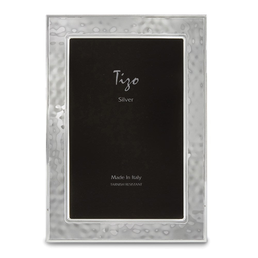 Occasion Gallery 925 Sterling Silver Hammered Double Border 4x6 Photo Picture Frame