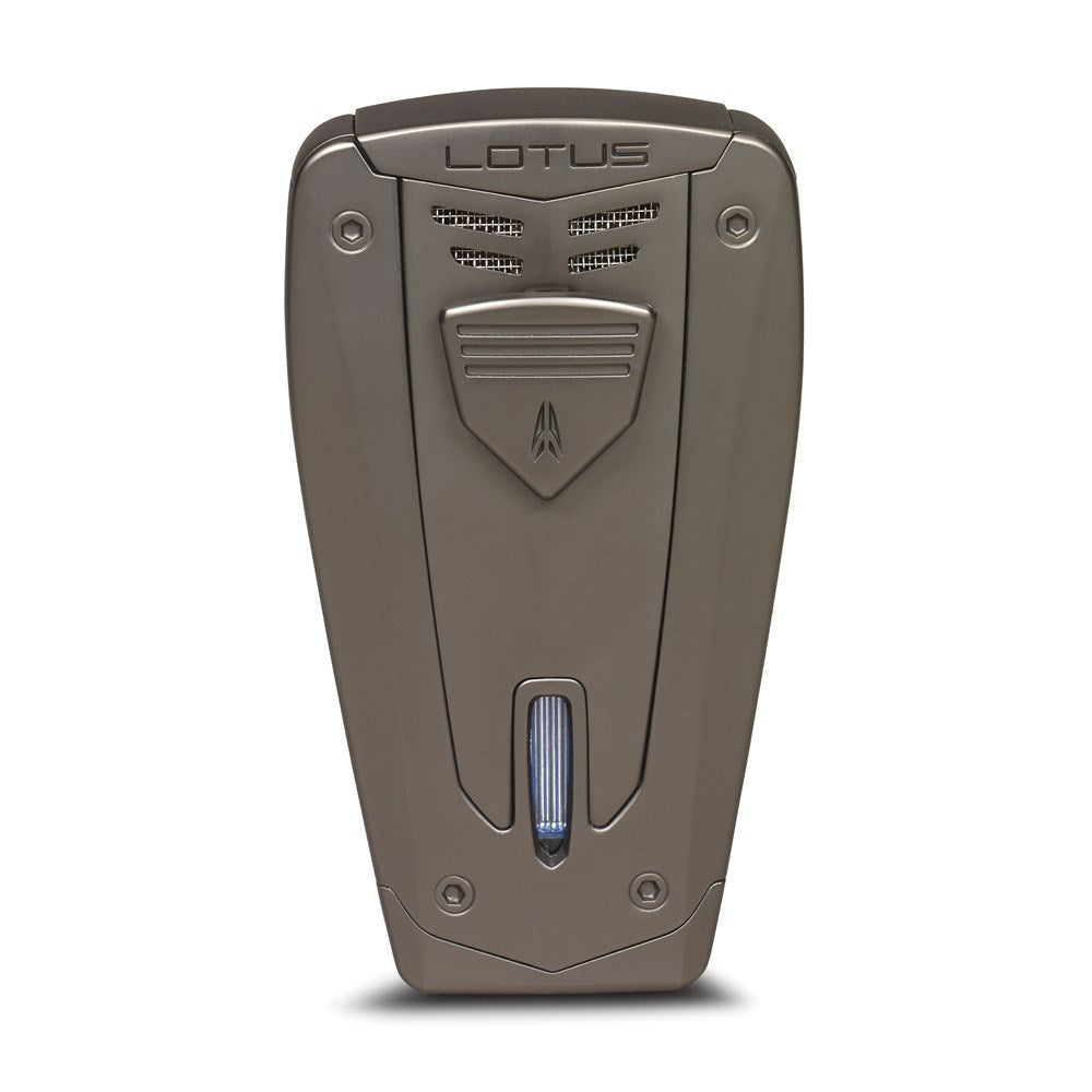 Lotus Fusion Gunmetal Double Flame Lighter w/Fold-out Punch
