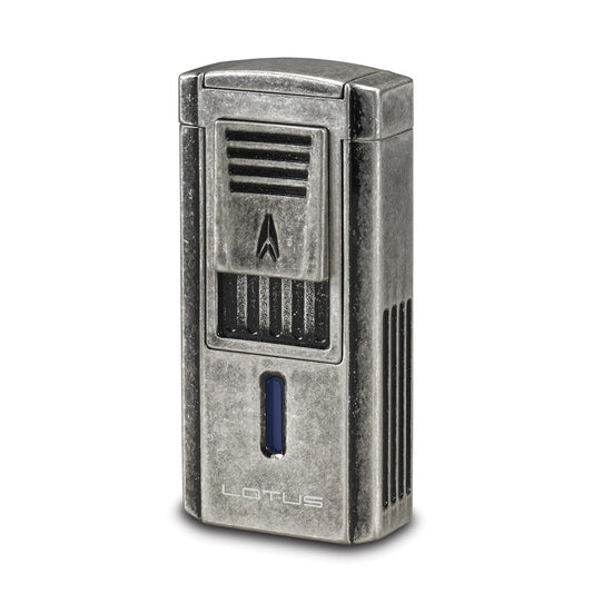 Lotus Duke-V Triple Flame Pewter Lighter w/Fold Out Serrated V Cutter