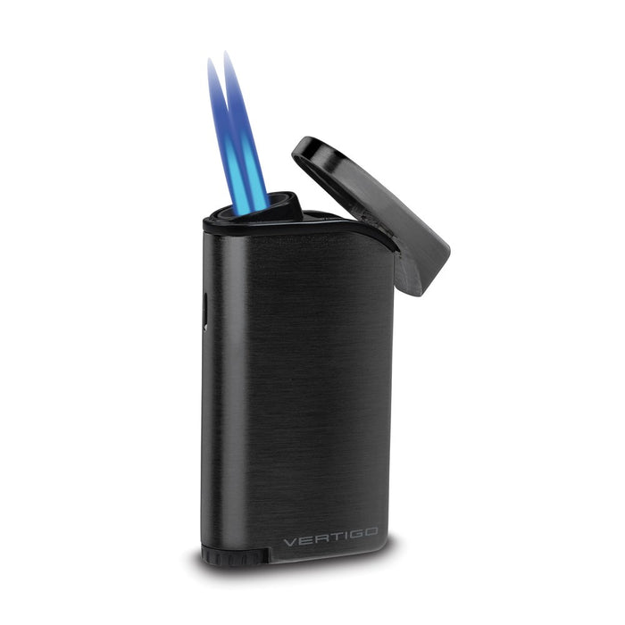 Concorde Double Flame Lighter w/Fold Out Punch - Black