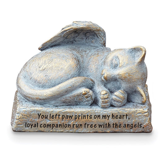 Keepsake Bereavement Resin Cat with Wings Memorial Statue