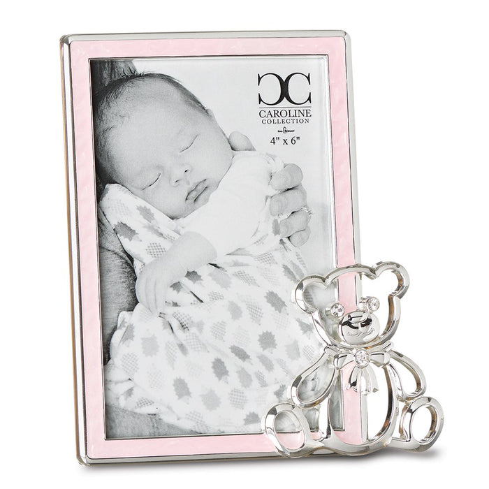 Occasion Gallery Baby Keepsake Gifts:  Zinc Alloy Pink Girl 4x6 Photo Picture Frame with Bear
