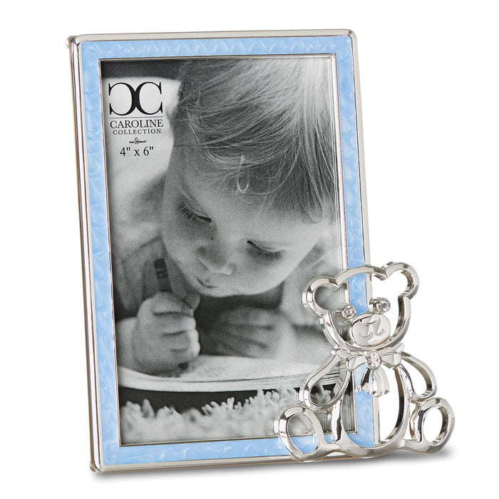 Occasion Gallery Baby Keepsake Gifts:  Zinc Alloy Blue Boy 4x6 Photo Picture Frame with Bear