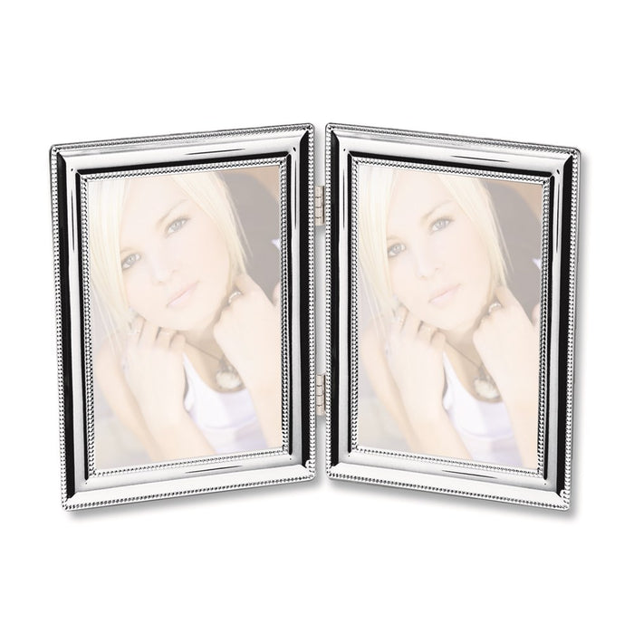 Occasion Gallery Wedding Keepsake Gifts, Silver-plated Beaded Edge 4x6 Double Photo Picture Frame
