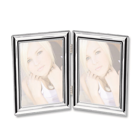 Occasion Gallery Wedding Keepsake Gifts, Silver-plated Beaded Edge 5x7 Double Photo Picture Frame
