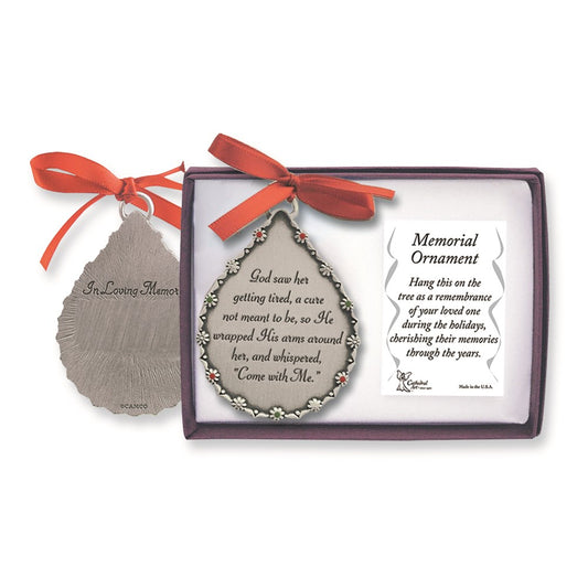 Keepsake Bereavement God Saw Her...Pewter Memorial Teardrop Engravable Ornament