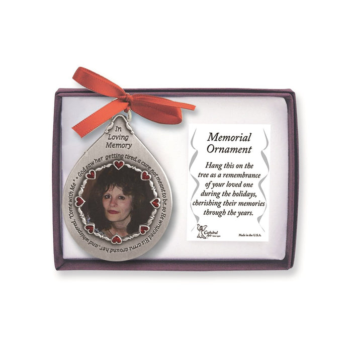 Keepsake Bereavement In Loving Memory Pewter Teardrop For Her Memorial 1.5 inch Photo Ornament