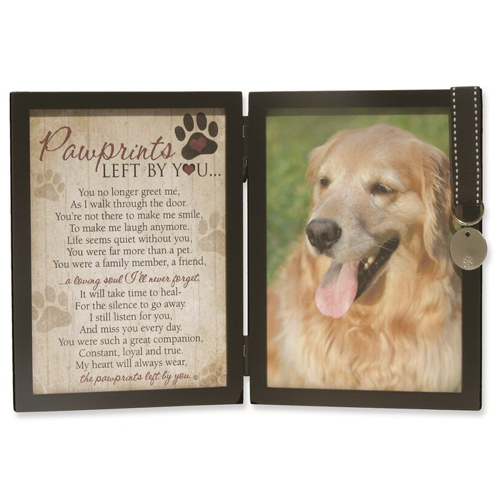 Occasion Gallery Pawprints Sentiment with Engravable Tag For Dog 5x7 Photo Memorial Frame