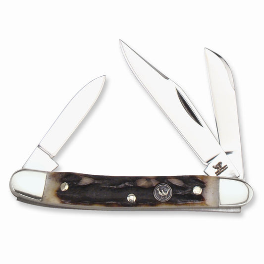 Hen & Rooster Stockman Deer Stag Handle Knife