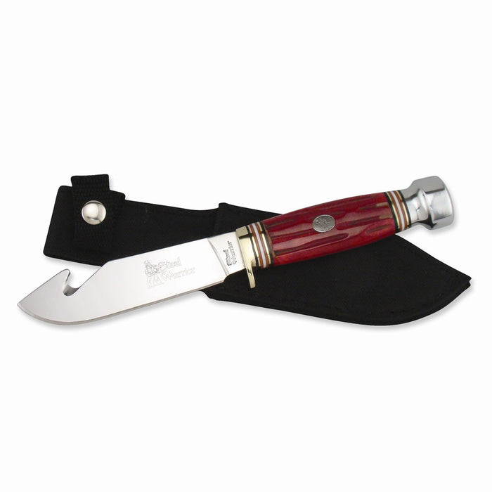 Steel Warrior Guthook Red Bone Handle Knife with Case