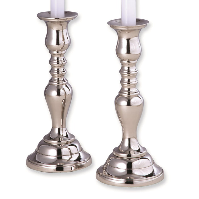 Hampton Pair of 8.5 Inch Nickel-plated Candlesticks