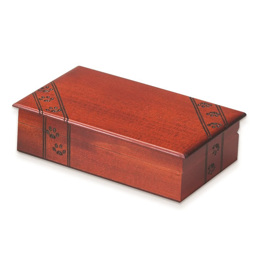 Keepsake Bereavement Paw Prints Caved Keepsake Interior Lined Wooden Box