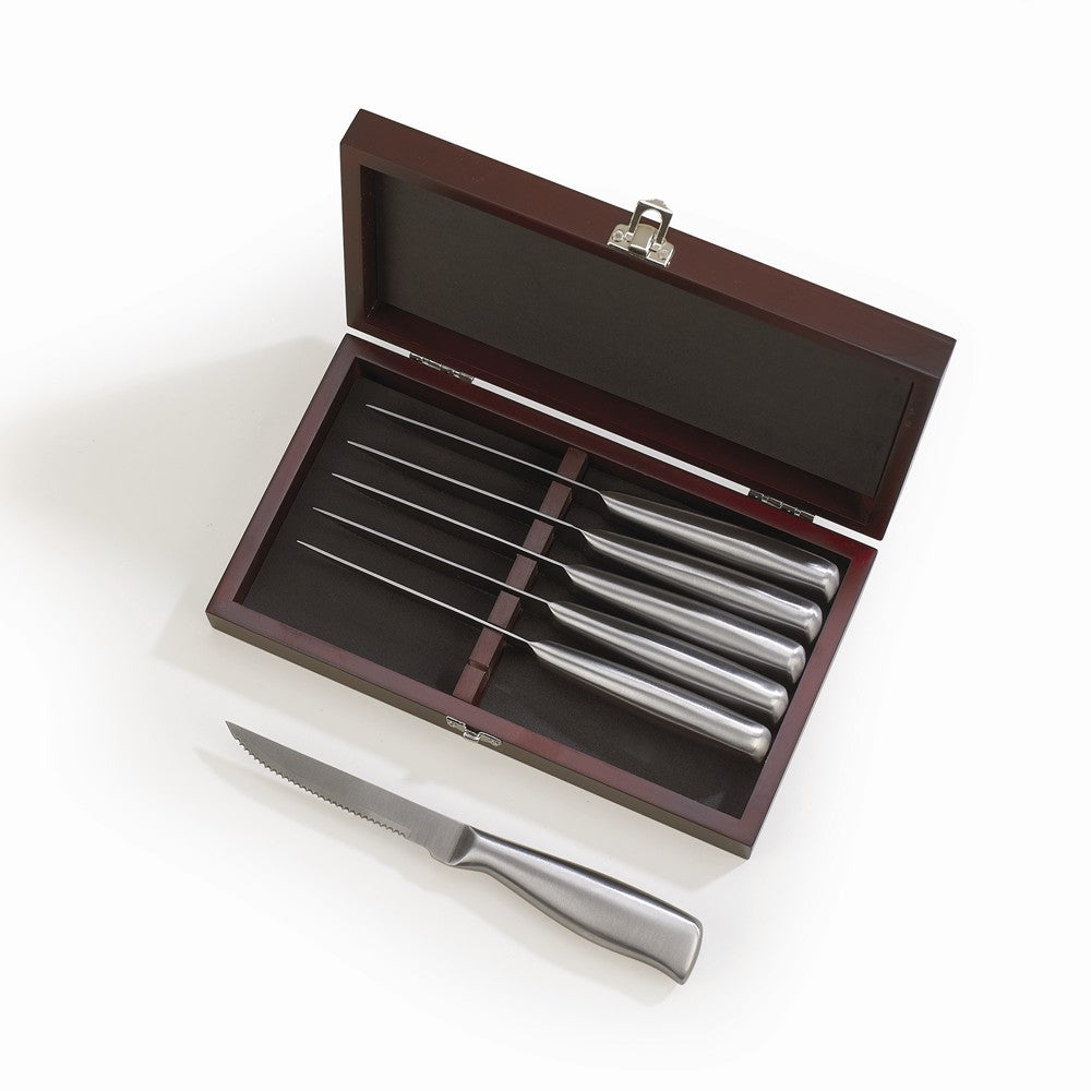 Appuntito 6 Pc Knife Set with Metal Handles in Rosewood Box