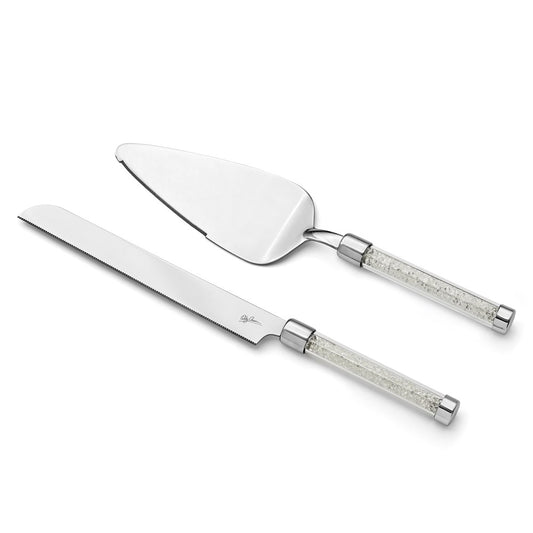 Oleg Cassini Crystal Filled Handle Cake Knife and Server