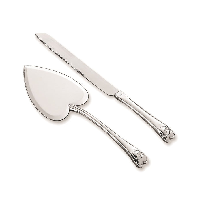 Silver-plated Heart Knife and Server Set