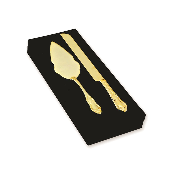 Gold-plated Knife and Server Set