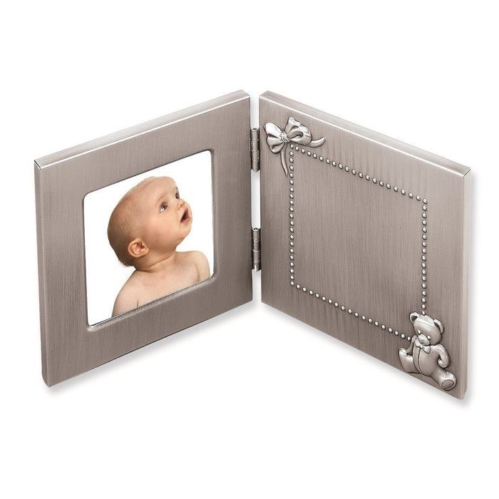 Occasion Gallery Baby Keepsake Gifts:  Pewter Finish Hinged Baby 3x3 Photo Picture Frame