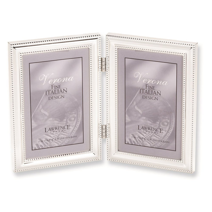 Occasion Gallery Wedding Keepsake Gifts, Silver-plated Beaded Edge Double 4x6 Photo Picture Frame