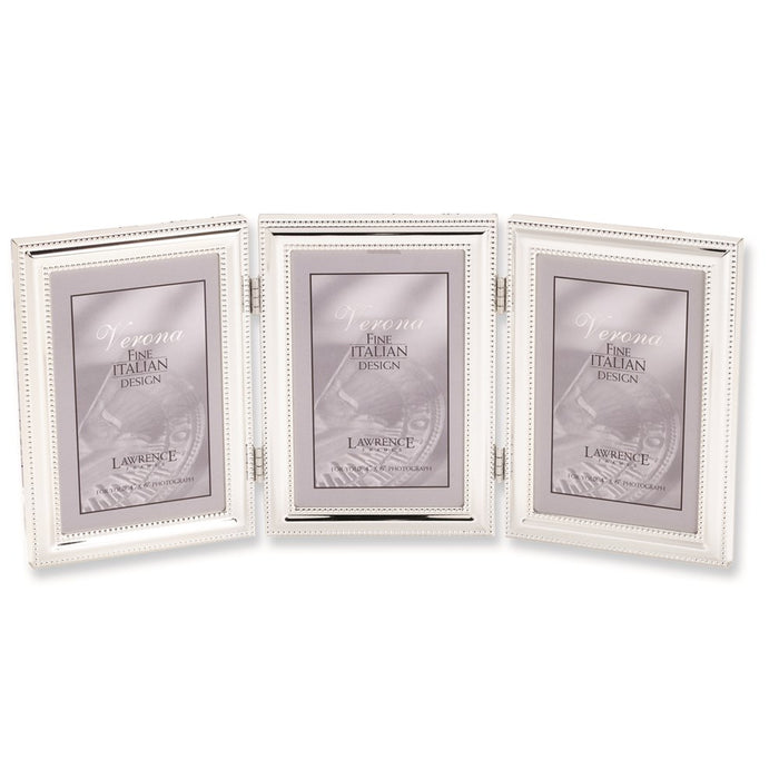 Occasion Gallery Wedding Keepsake Gifts, Silver-plated Beaded Triple 4x6 Photo Picture Frame