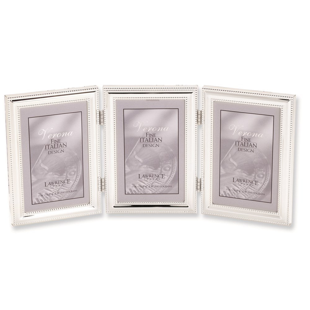 Occasion Gallery Wedding Keepsake Gifts, Silver-plated Beaded Triple 5x7 Photo Picture Frame