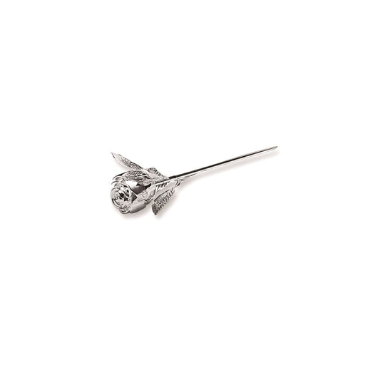 Silver-plated Long Stem Rose Ring Holder