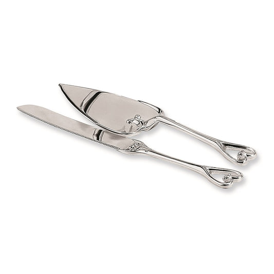 Silver-plated Heart Cake and Knife Set