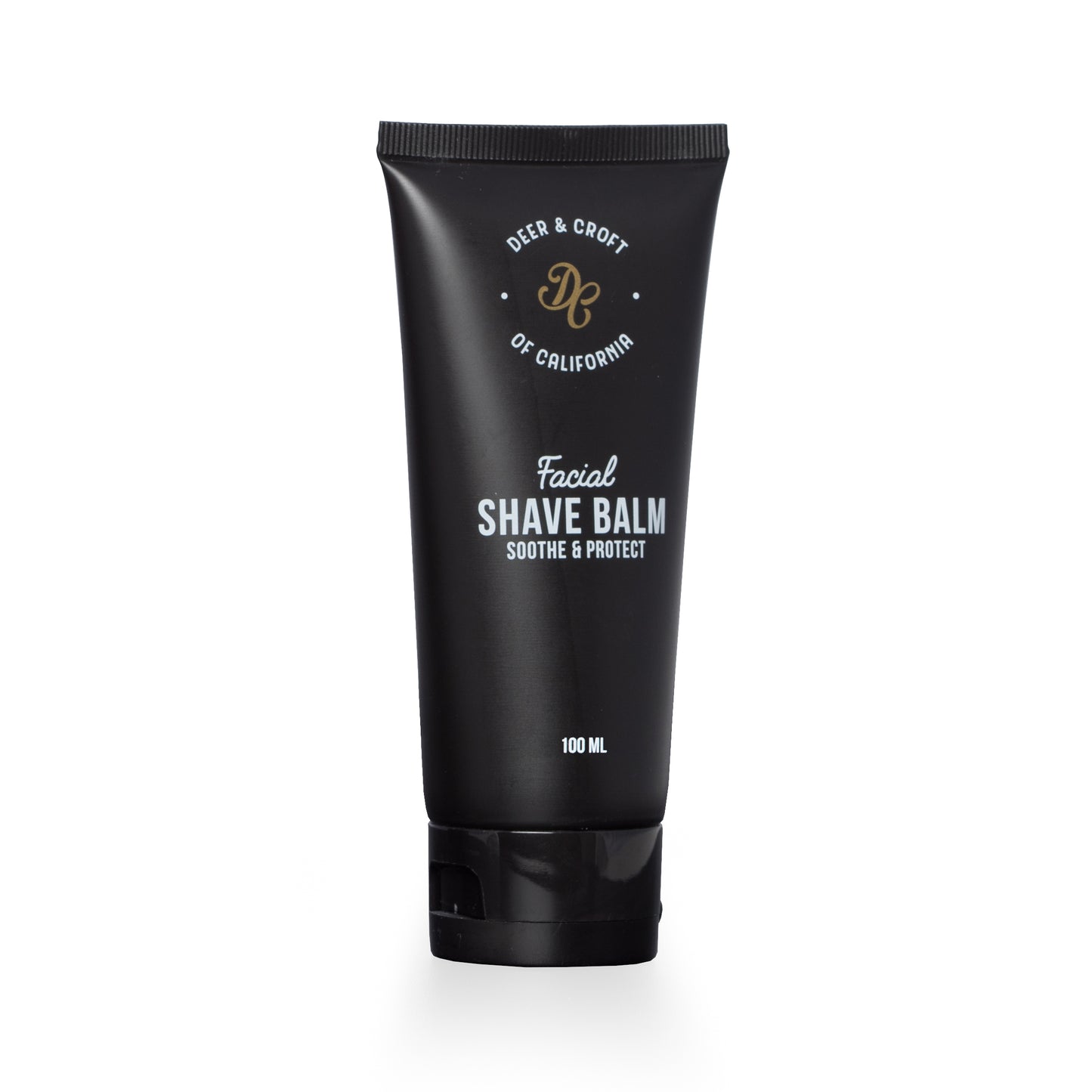 Occasion Gallery Clear Color Deer & Croft Soothe and Protect 100 ml Shave Balm in Plastic Tube.  2.5 L x 1.5 W x 5.5 H in.