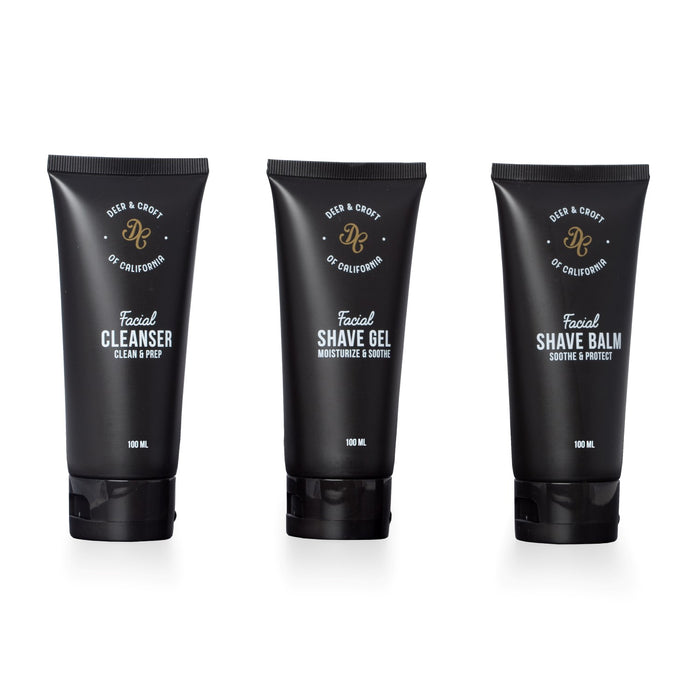 Occasion Gallery Black Color Deer & Croft's Ultimate Shave Set Consisting of Facial Cleanser, Shave Gel and Balm.   L x  W x  H in.