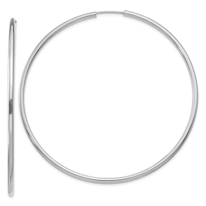 Million Charms 14k White Gold 2mm Polished Endless Hoop Earrings, 60mm x 60mm