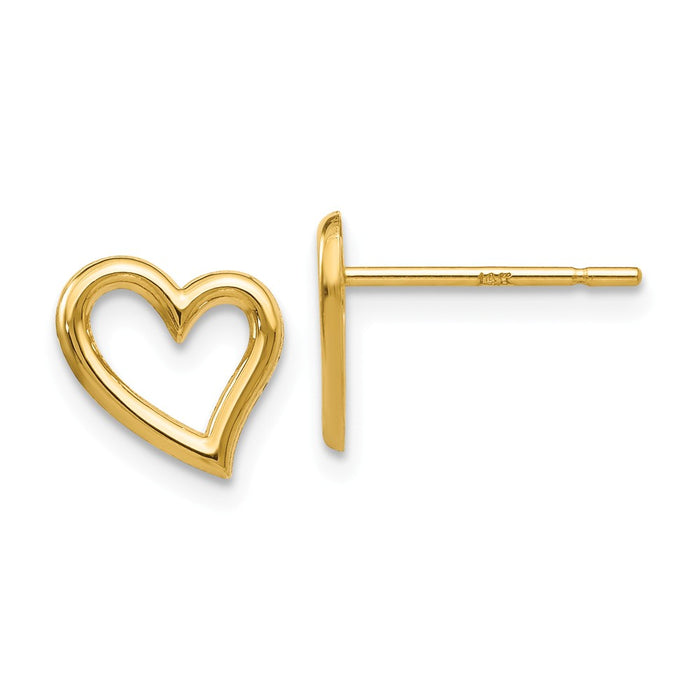 Million Charms 14k Yellow Gold Gold Polished Open Heart Post Earrings, 9mm x 9mm