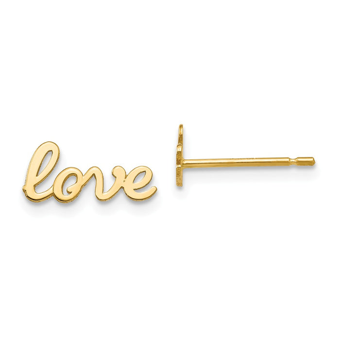 Million Charms 14k Yellow Gold Gold Polished Love Post Earrings, 6mm x 11mm