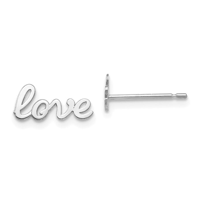 Million Charms 14k White Gold Polished Love Post Earrings, 6mm x 11mm