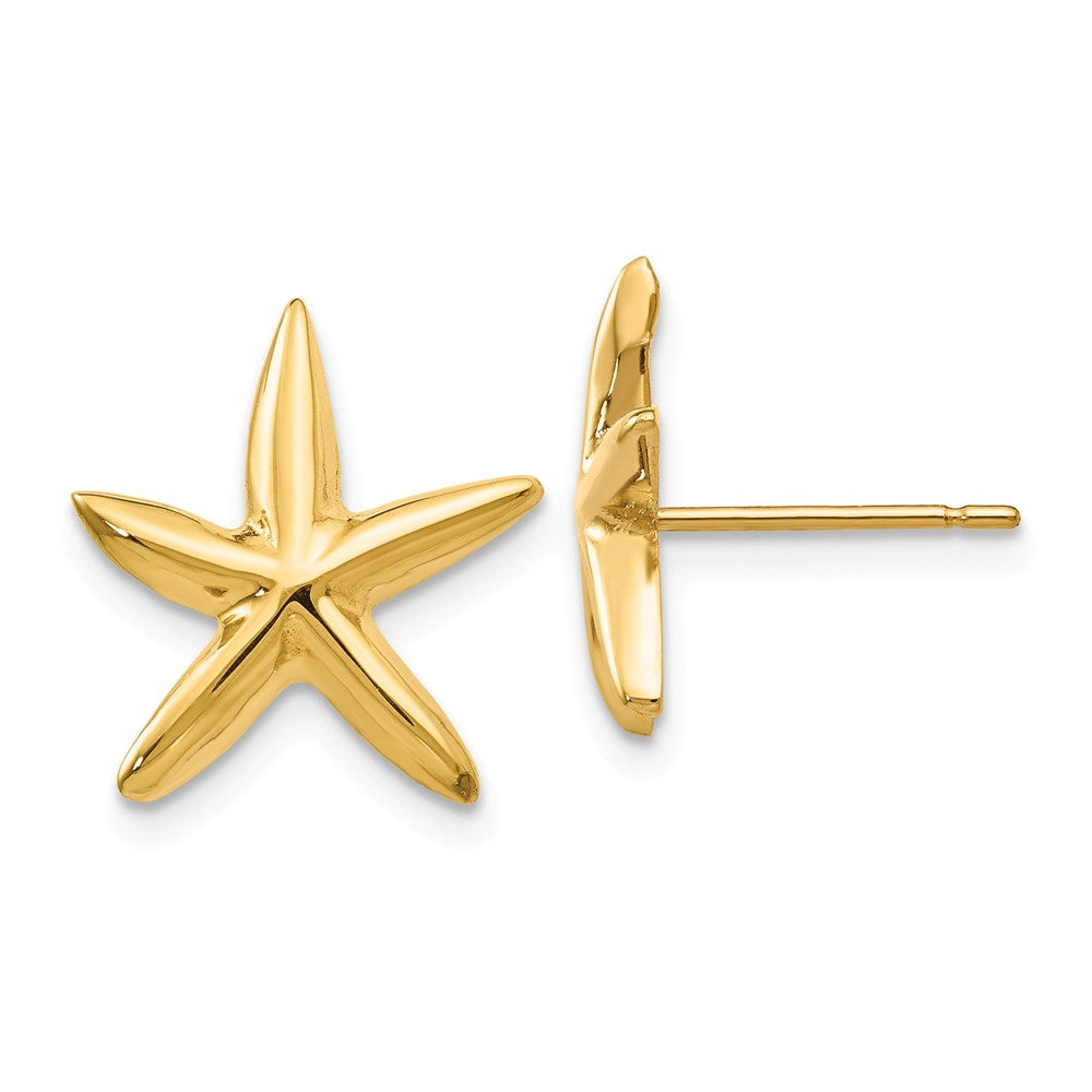 Million Charms 14k Yellow Gold Polished Starfish Post Earrings, 15mm x 15mm