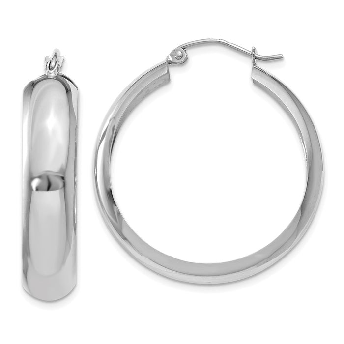 Million Charms 14k White Gold Hoop Earrings, 24mm x 7mm