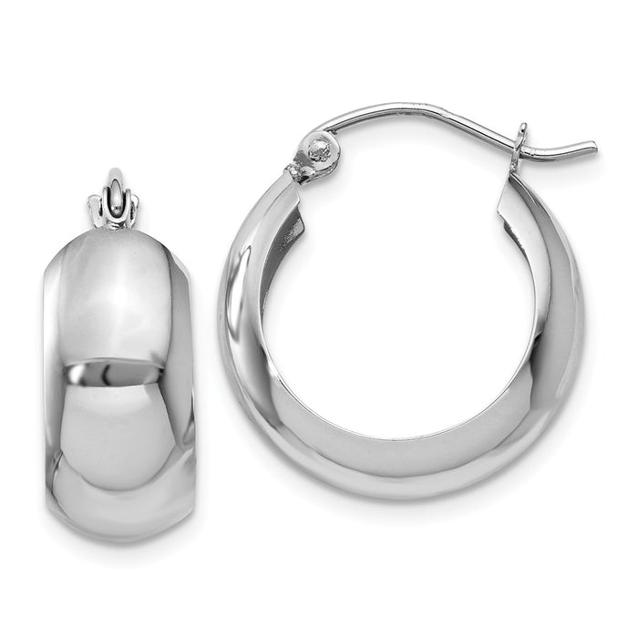 Million Charms 14k White Gold Fancy Hoop Earrings, 13mm x 7mm