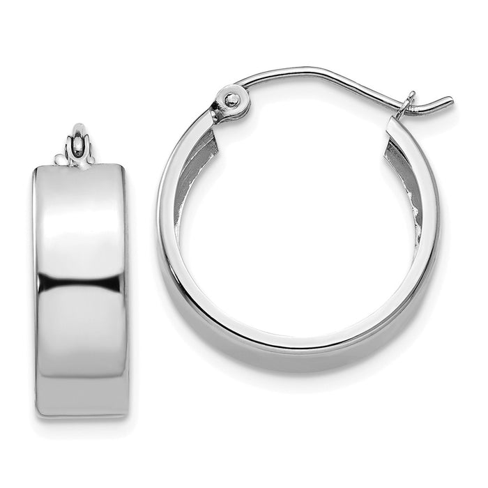 Million Charms 14k White Gold Fancy Hoop Earrings, 13mm x 5.5mm