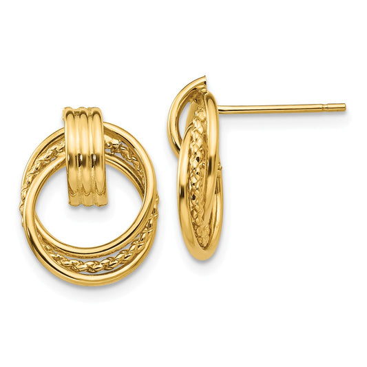 Million Charms 14k Yellow Gold Polished Fancy Post Earrings, 14mm x 11mm