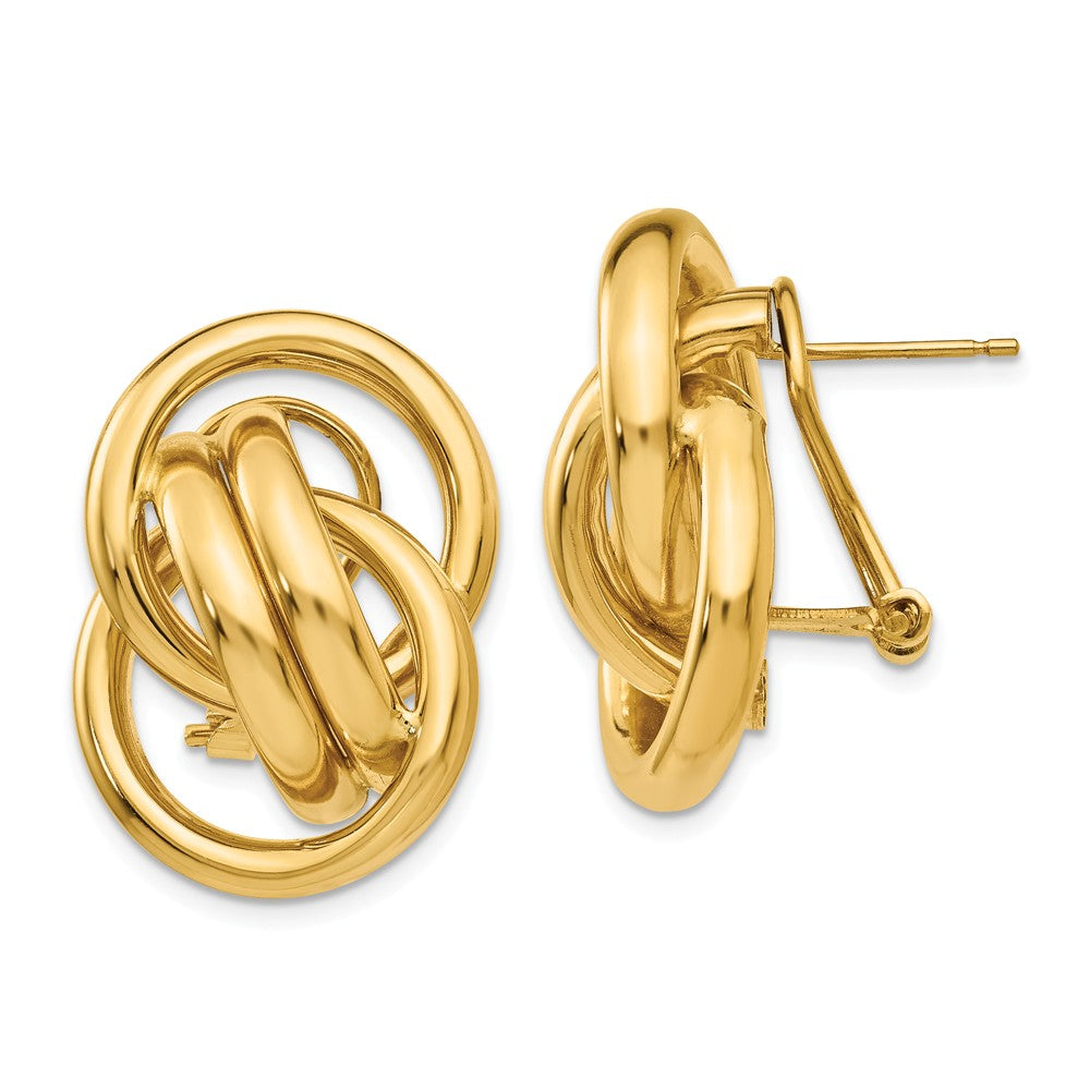 Million Charms 14k Yellow Gold Polished Fancy Omega Back Post Earrings, 26mm x 18mm