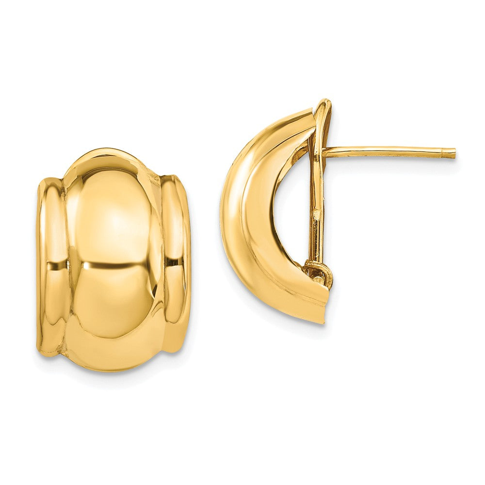 Million Charms 14k Yellow Gold Polished Fancy Omega Back Post Earrings, 17mm x 12mm